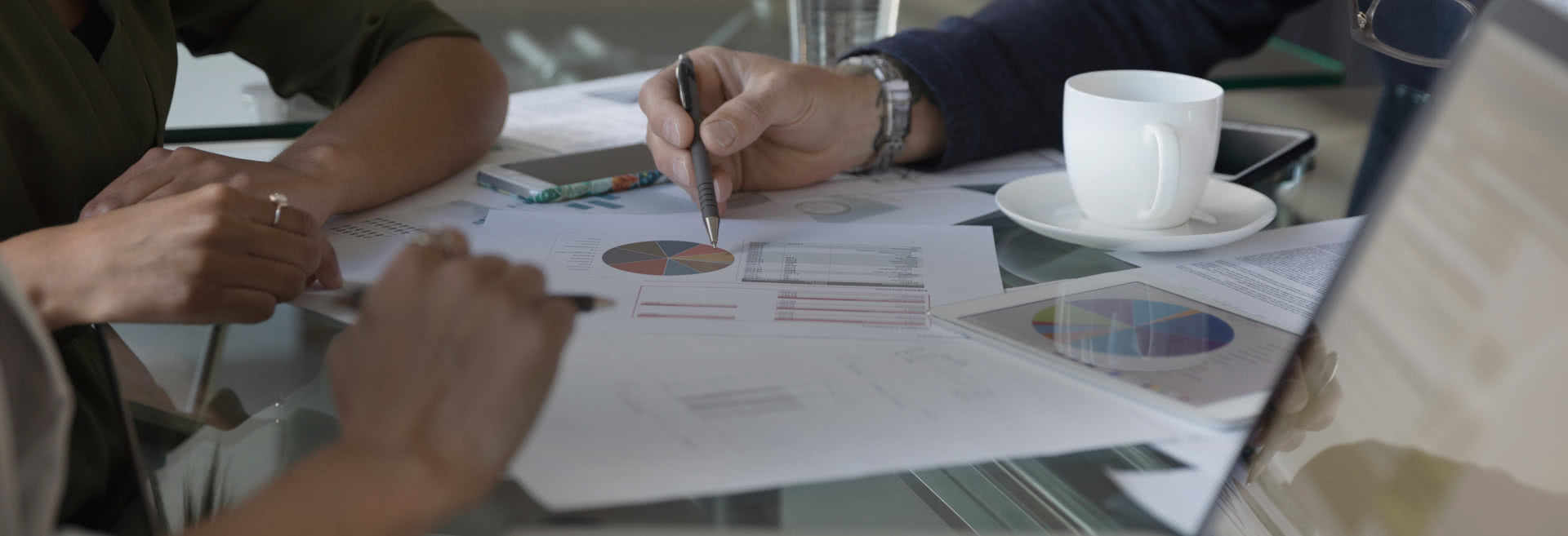 Financial information people working on reports