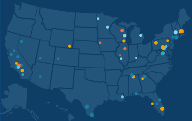 United States map of Northwestern Mutual Office locations.